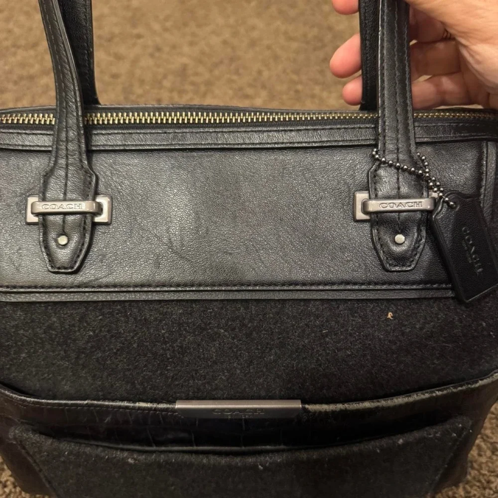 Coach Wool and leather satchel handbag, Coach Taylor Bowler Black